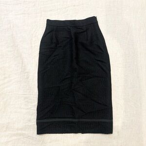 Prada black textured wool pencil midi skirt